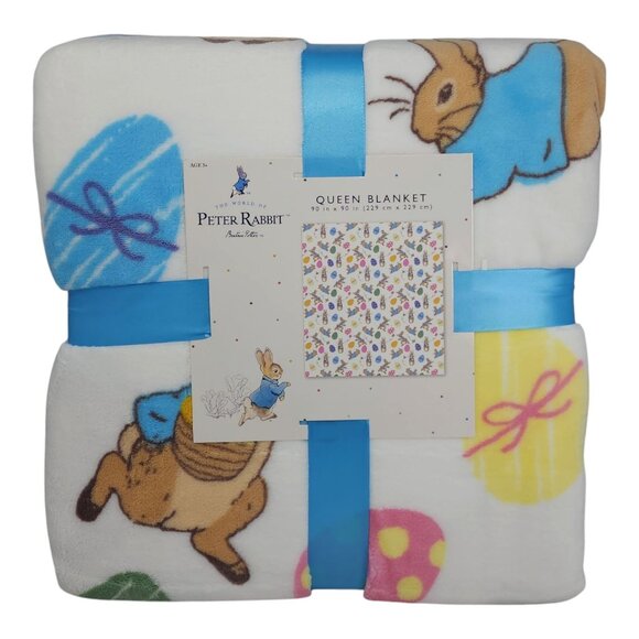 Peter Rabbit Queen Plush Blanket 90"X90" Family Sized Throw Polyester Easter - Picture 1 of 12